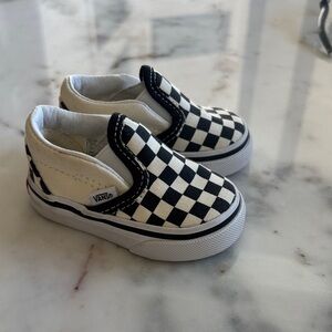 Vans Kids Black and White Checkered Slip-On Sneakers